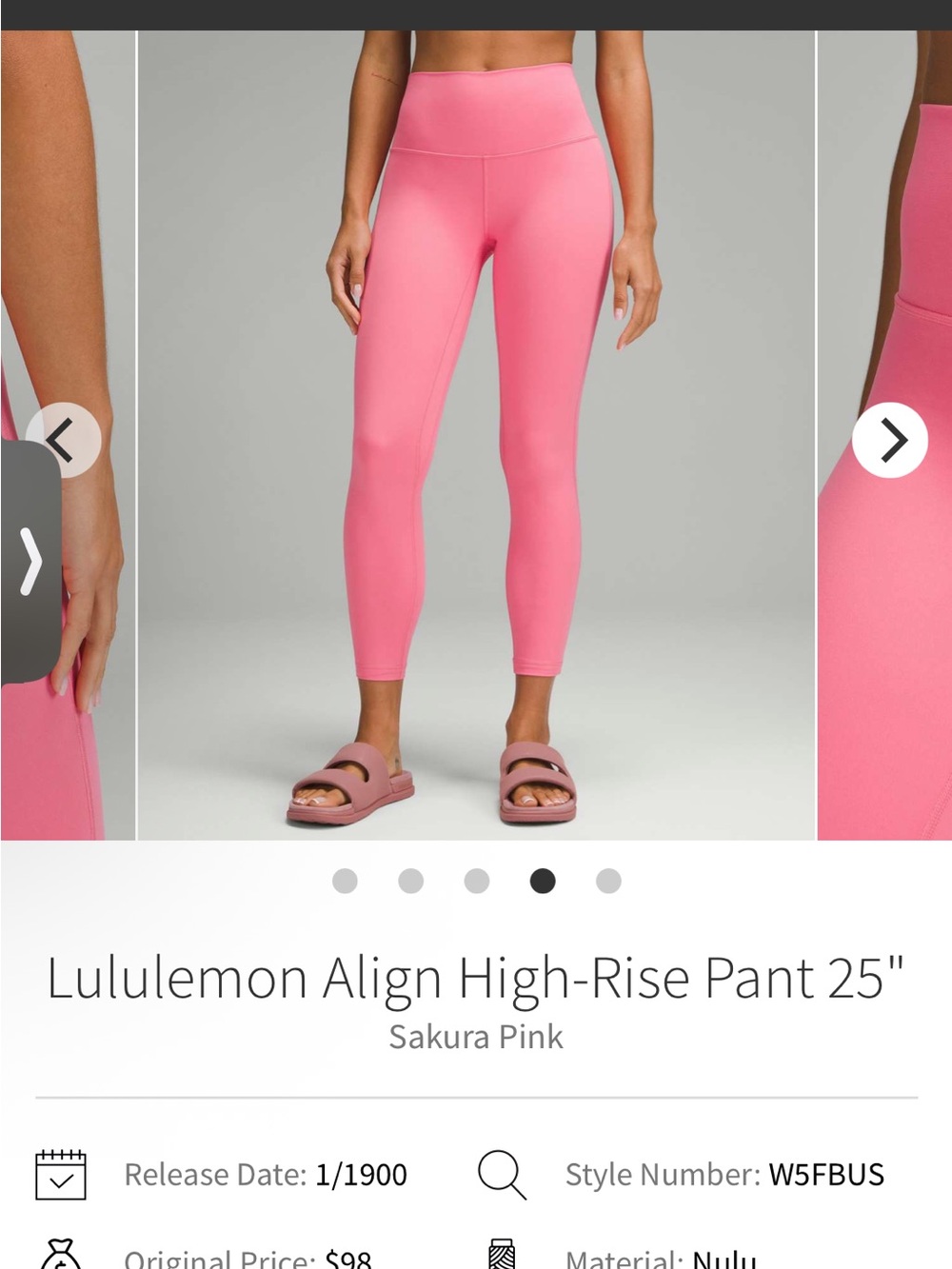 lululemon Align 25” Legging - Sakura Pink size 8 NWOT